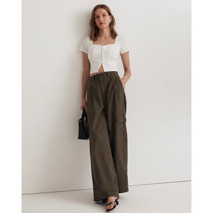 Madewell Women's Size 14 NEW White Poplin Hook-Front Top NWT $82.00